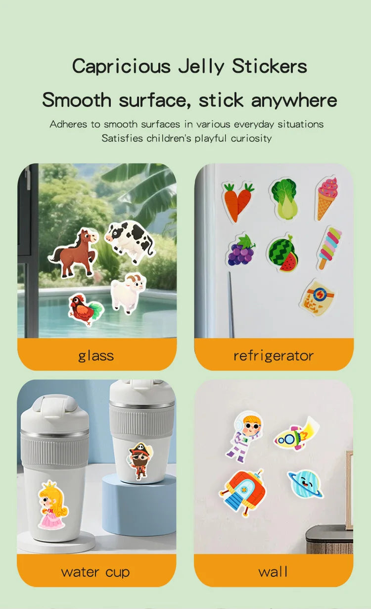 Kids' DIY Creative Jelly Sticker Book Reusable Portable Quiet Busy Paste Sticker Toy for Children