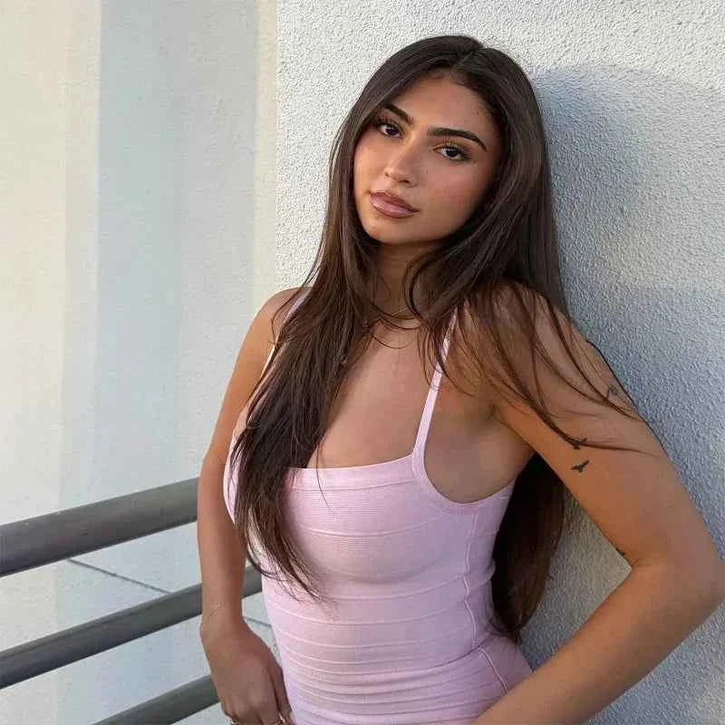 Women's Corset Tops Bandage Striped Spaghetti Strap Crop Top Square Neck Sleeveless Bodycon Stretch Partywear Chic Lady Clubwear