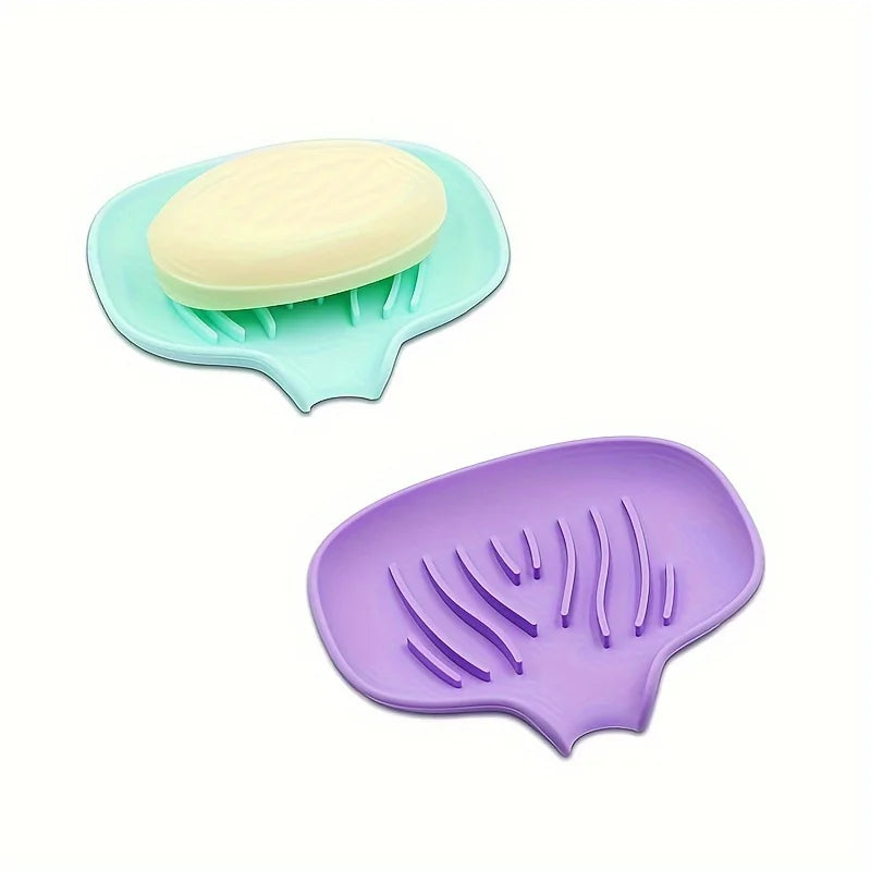 Silicone Soap Dish for Bathroom Sink with Drainage Design