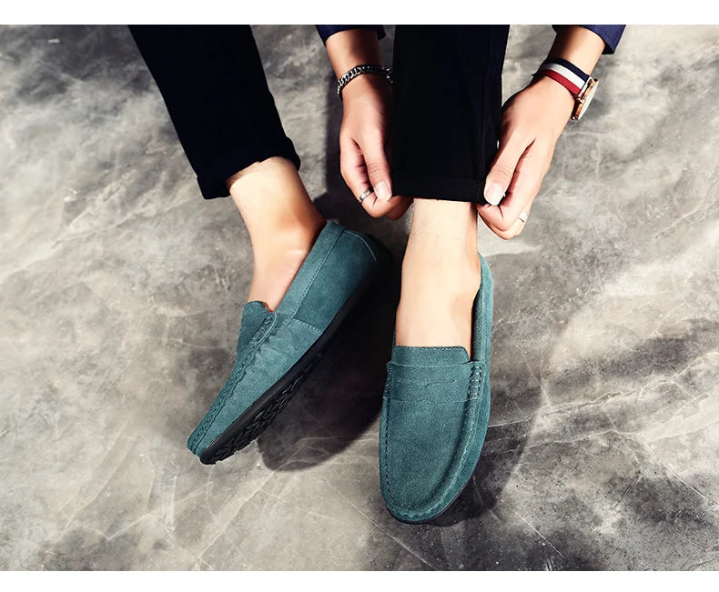 Men Casual Shoes Fashion Suede Leather Men Loafers High Quality Moccasins Slip On Men's Flats Lightweight Driving Shoes 38-47