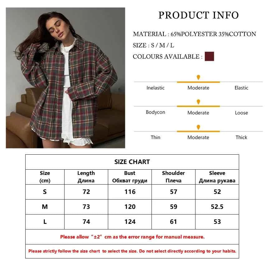 Clacive Fashion Loose Plaid Women's Shirt 2025 Vintage Lapel Long Sleeve Blouses Elegant Classic Blusas Top Female Clothing