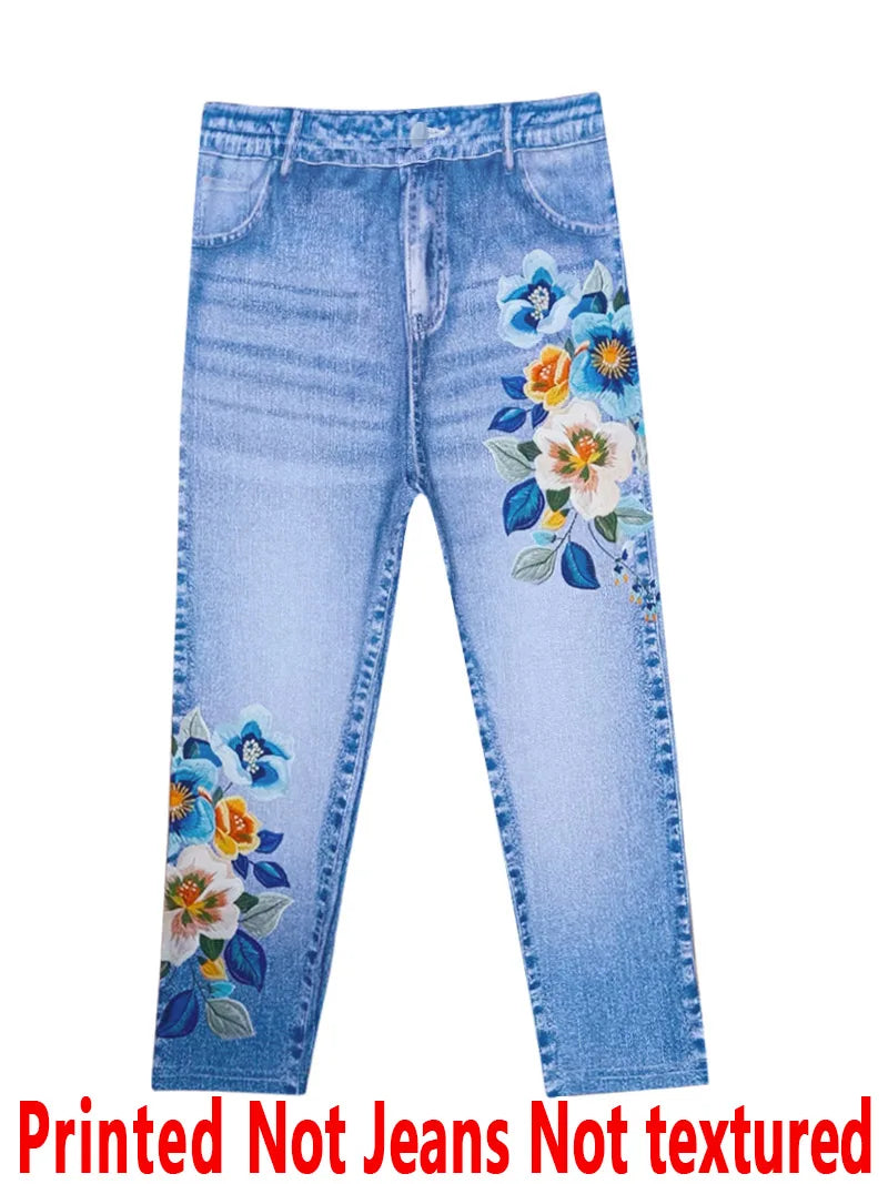 Women’s Floral High-Waist Capri Leggings – Stretch Knit