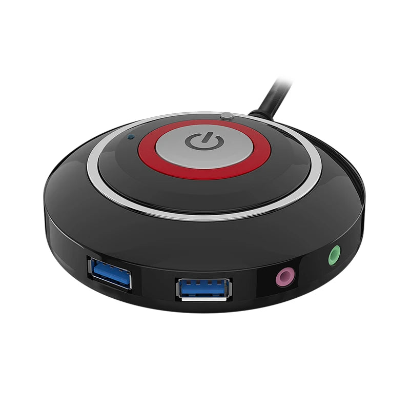 TEUCER Computer Desktop Switch Button With Dual USB Audio Desktop Host External Start Button Paste Type Swich