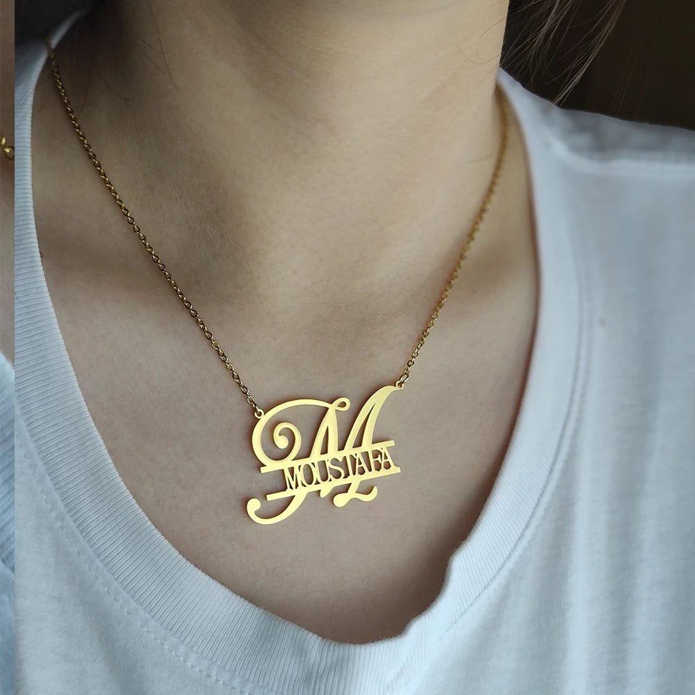 Customized Name Necklaces Personalised for Women Stainless Steel Personalized Necklace Letter Heart Butterfly Pendant Jewelry