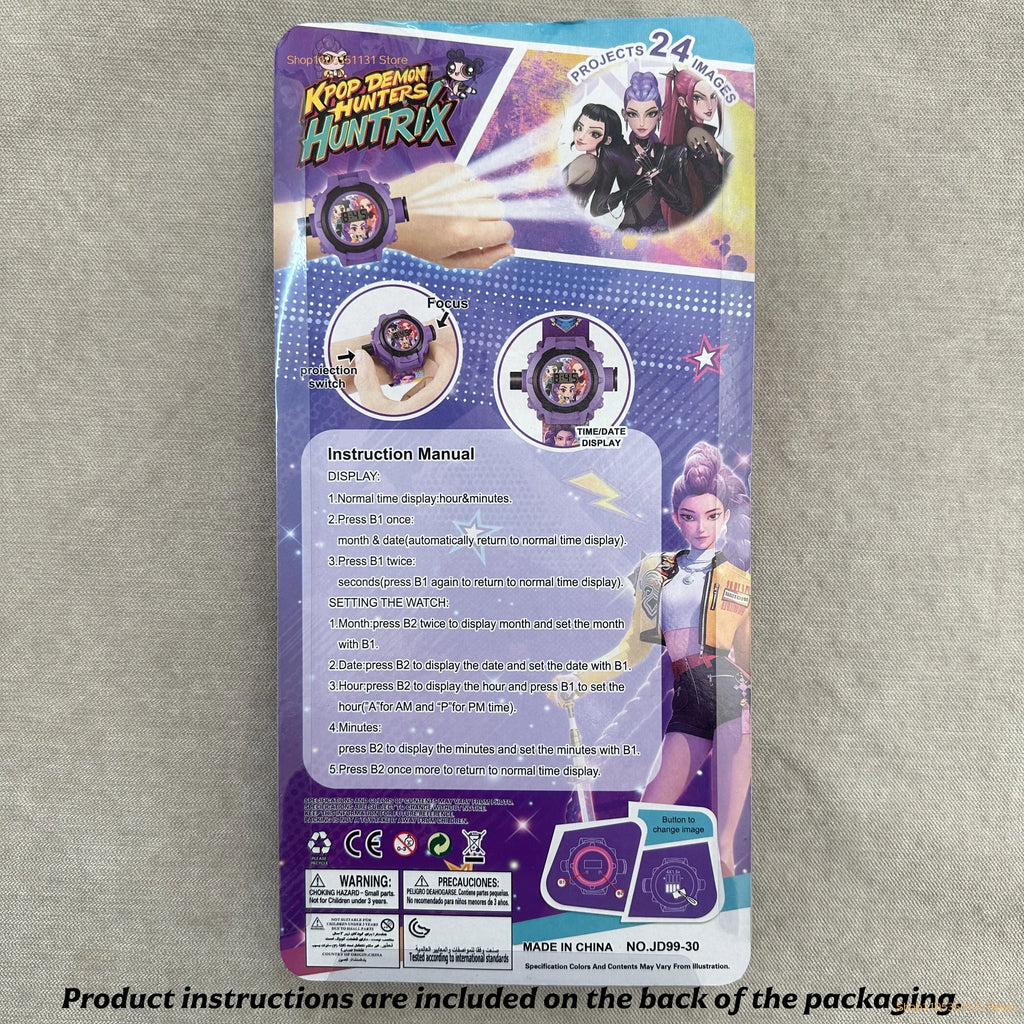Kids Projection Watch 24 Images Cartoon Digital Electronic Wristwatch Multifunctional Toy Watch for Fans Birthday Party Favors