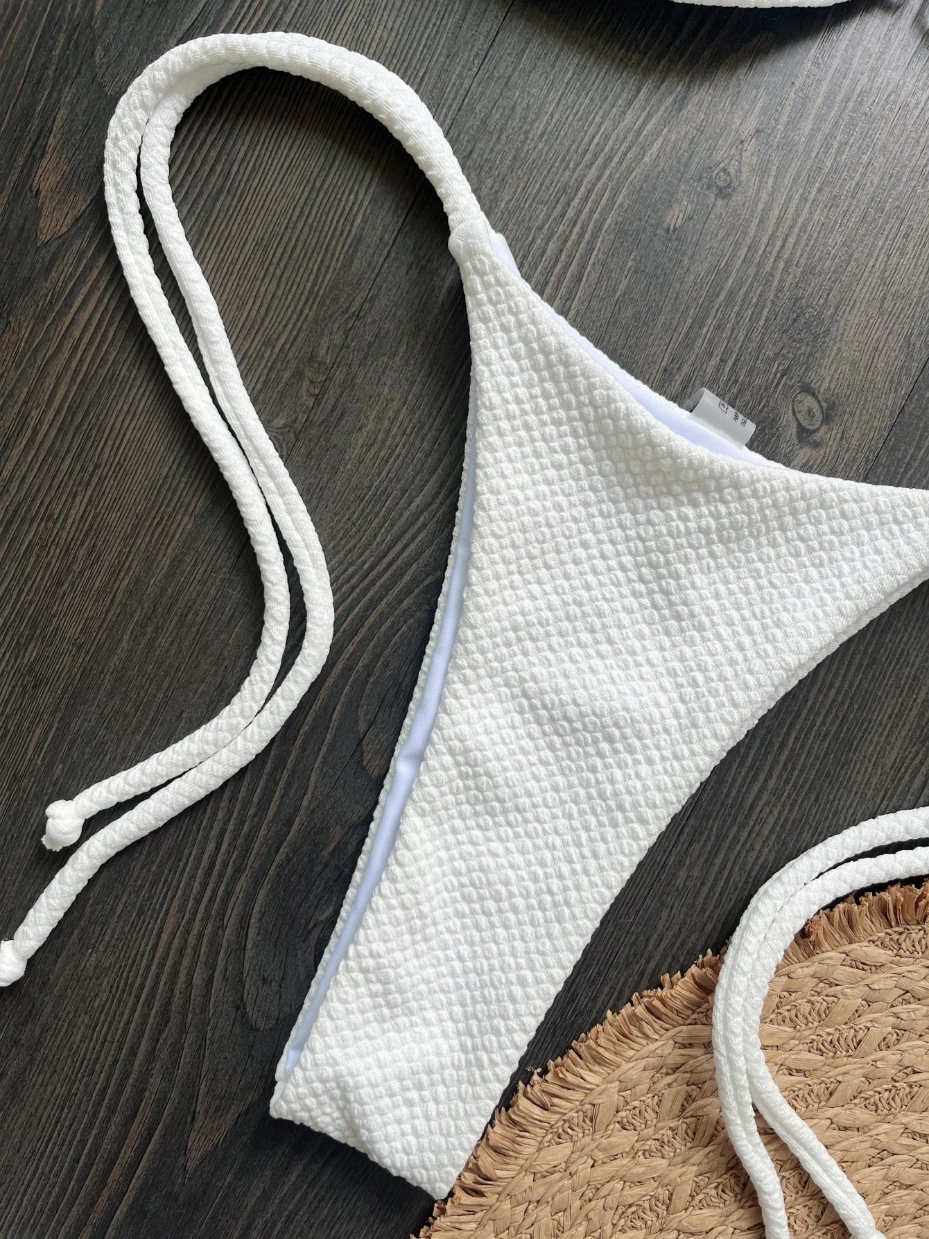 New Bather Bathing Suit Swim Wrinkled Bandeau Metal Ring Thong Bikini Women Swimwear Female Swimsuit Two-pieces Bikini set