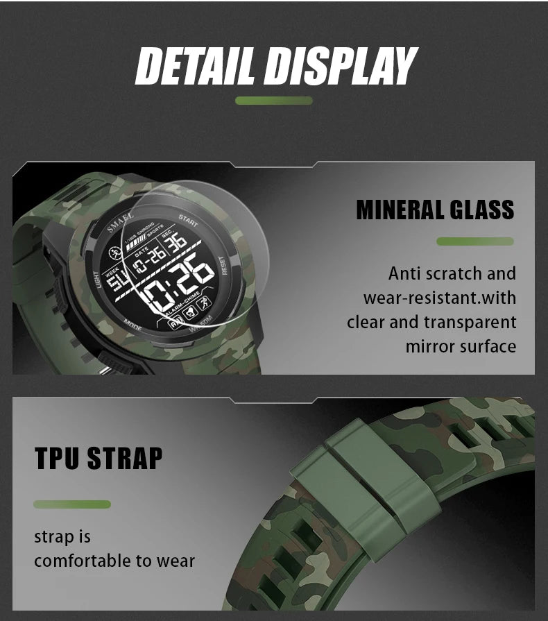New SMAEL 8105 Watches Camo Strap Military Sport Watch for Men Clock Fashion Digital Wristwatch Waterproof Shockproof Watches