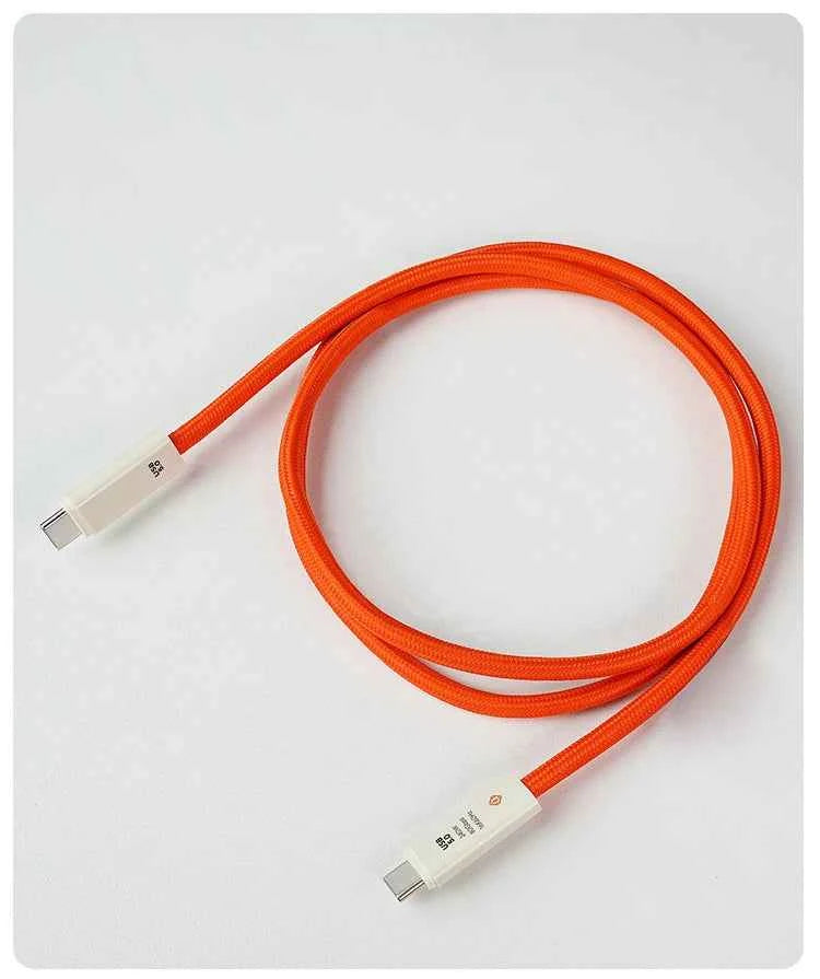 USB 5.0 Nylon Braided Cable with Dual Type-C Ports 240W PD Fast Charging Multifunction Data Cable for Screen Casting