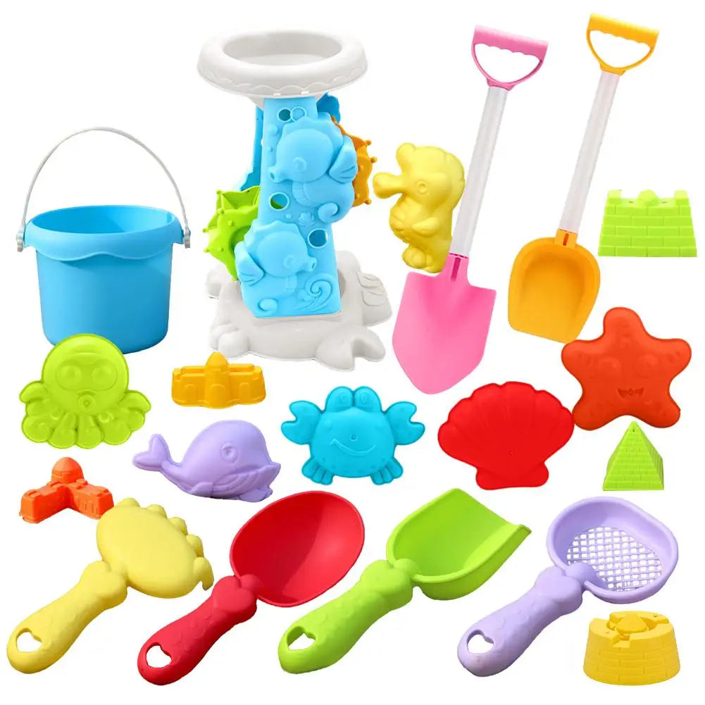 Kids Beach Toy Set Baby Sand & Water Play Kit with Bucket Shovel Rake Watering Can Summer Outdoor Sandbox Tools