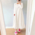 2025 Winter Long Sleeve Thick Warm Flannel Nightgowns for Women Korean Cute Coral Fleece Sleepwear Night Dress Nightdress Nighty