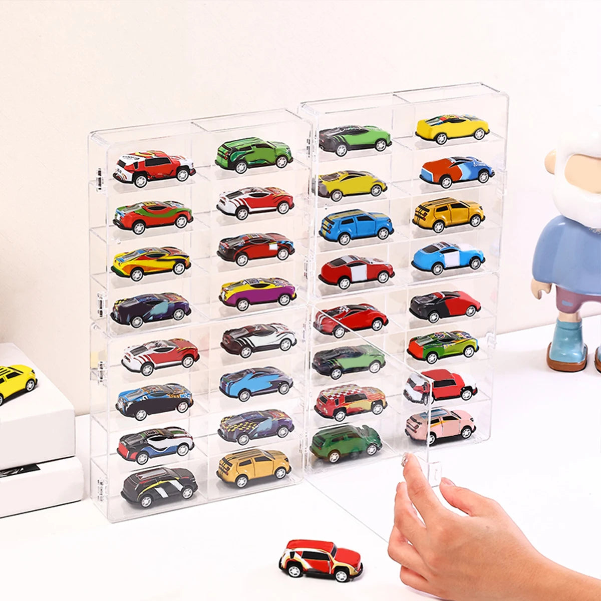 1pc Acrylic Transparent Stackable 1:64 Car Model Storage Box Toy Cabinet Rack Hair Accessories Jewelry Organizer