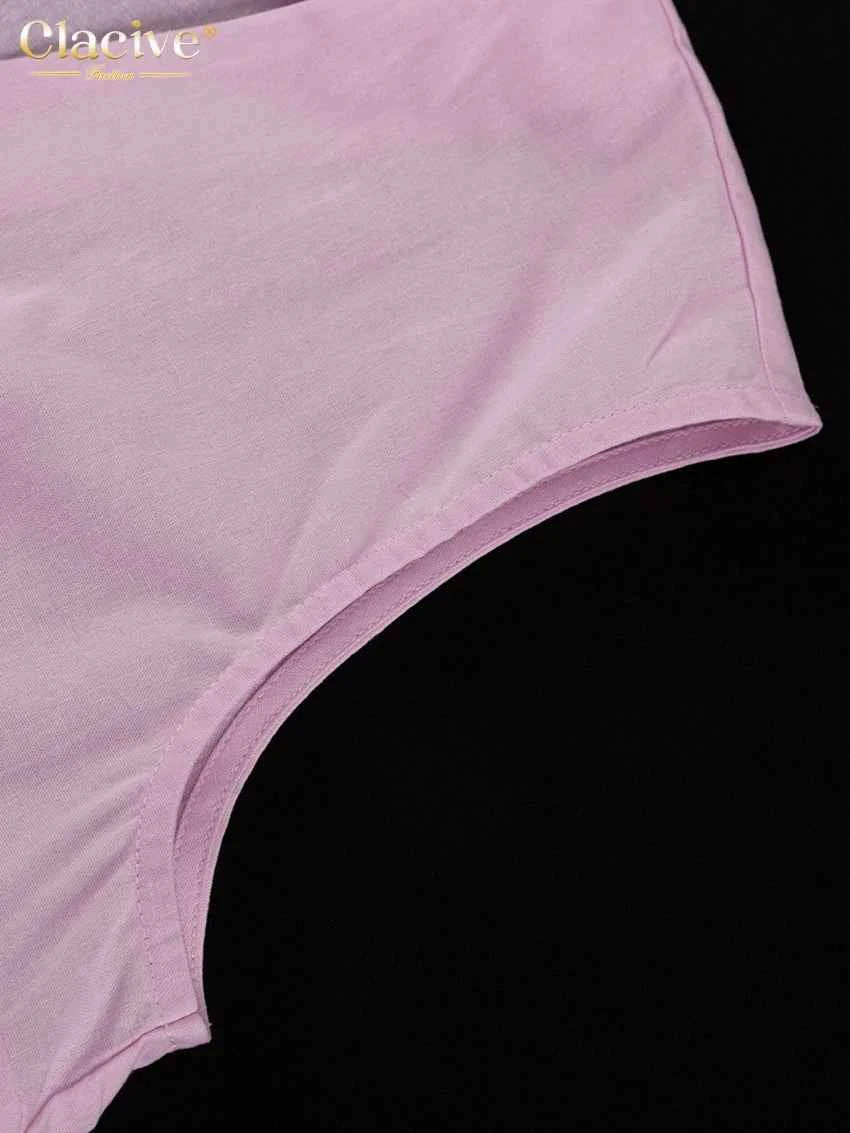Clacive Summer Loose Pink Cotton 2 Piece Set Women Outfit 2025 Fashion Sleeveless Tank Top With High Waist Wide Pants Set Female