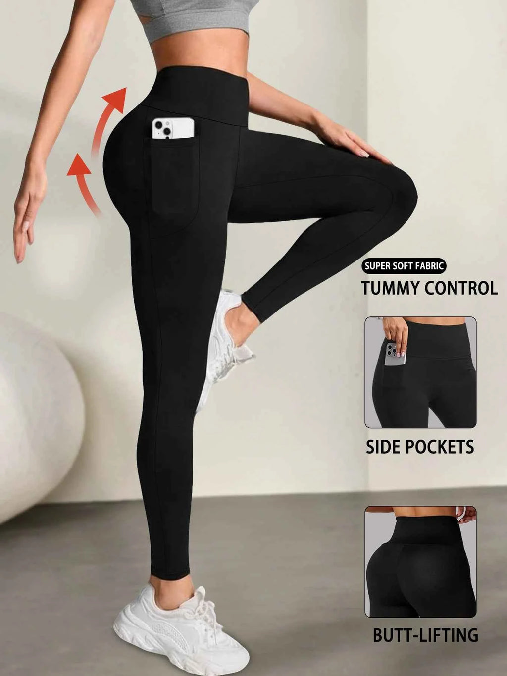 Women's Super Soft Leggings with Pockets, High Waisted Tummy Control for Yoga Workout and Casual Lounge Wear Comfort