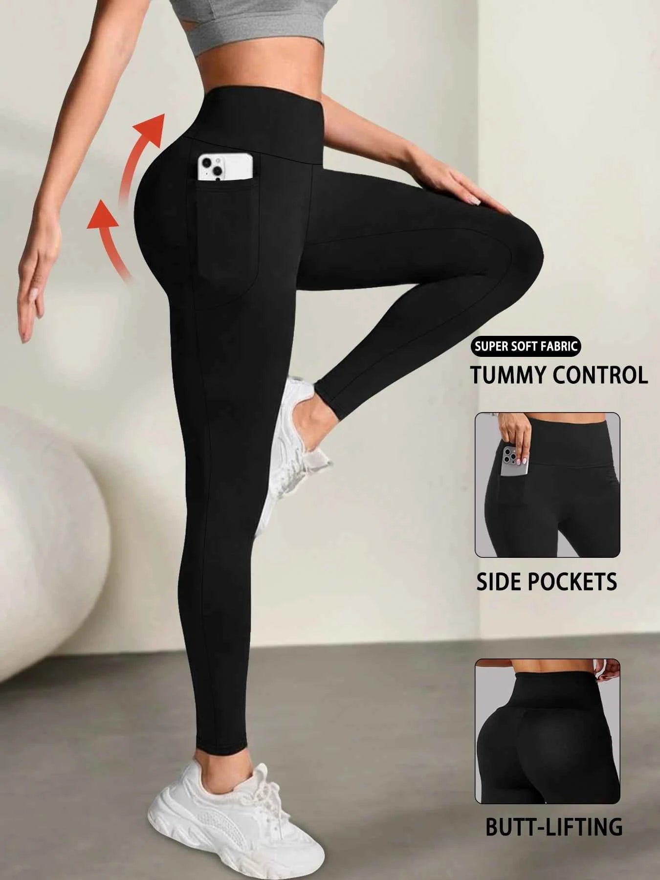 Women's Super Soft Leggings with Pockets, High Waisted Tummy Control for Yoga Workout and Casual Lounge Wear Comfort