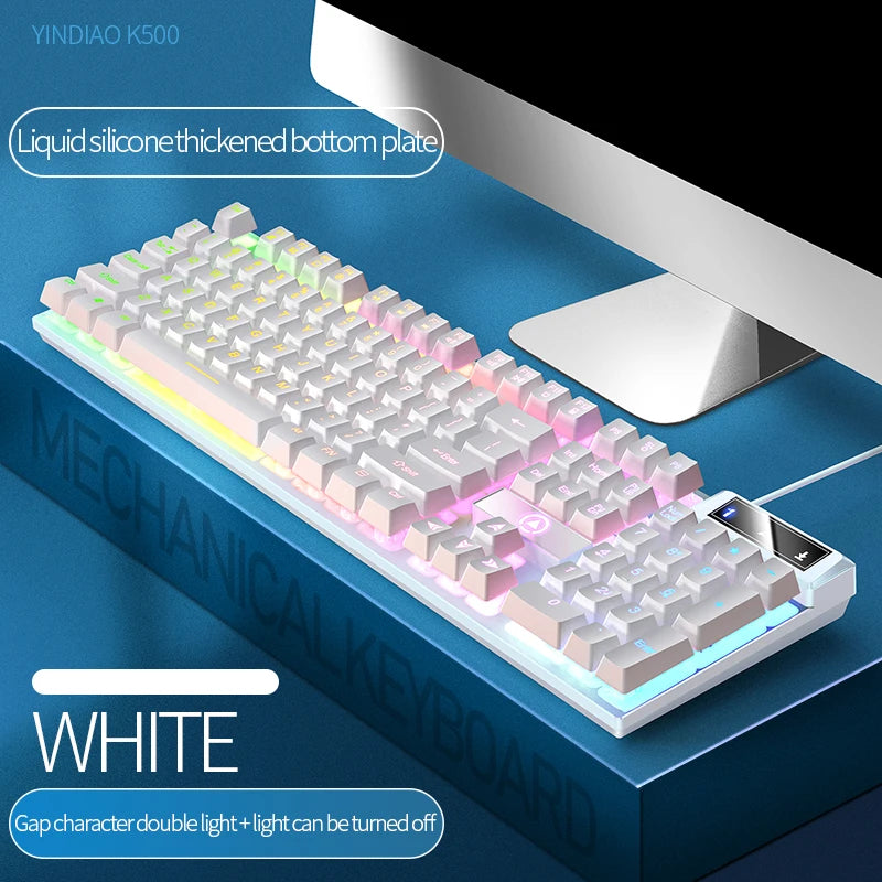 White mixed light Color Wired Full-Size Gaming Keyboard With Numpad – 104 Keys