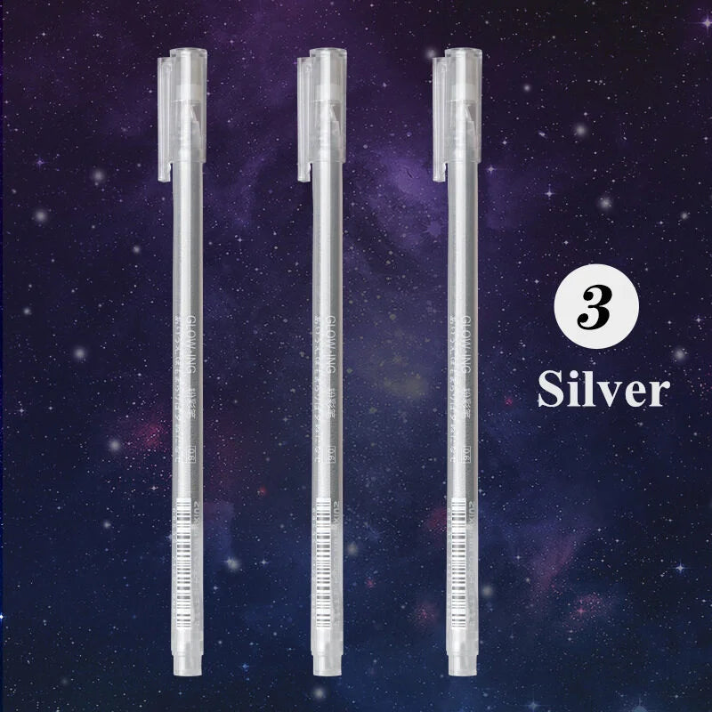 3 Pieces/Set Creative White Ink Gel Pen 0.6mm Highlight Marker Pen for Student Stationery Drawing Art Writing School Supplies