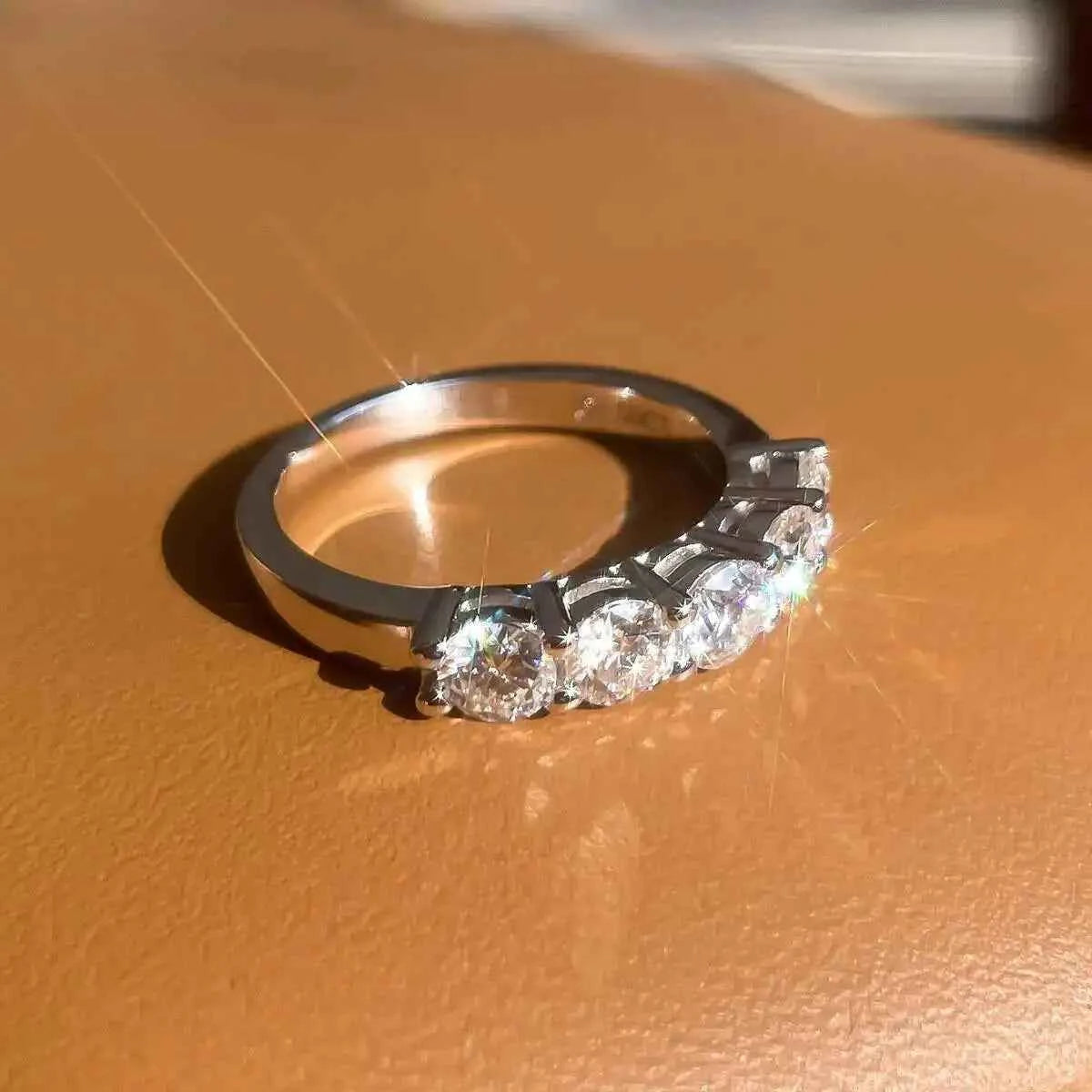SG White Gold D Color 4mm Moissanite Ring For Women 925 Silver 1.5CT Stone Match Dia Wedding Band Bride S Sterling Sier