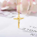 Cross Necklace 18K Gold Plated Religious Pendant Unisex Church Jewelry Gift Hypoallergenic Non-Fading Chain