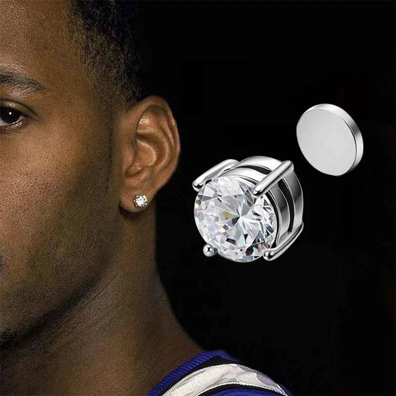 3 Pairs Crystal Strong Magnetic Ear Stud Clip Earrings for Men and Women Punk Round Zircon Magnet Earrings Non Piercing Jewelry