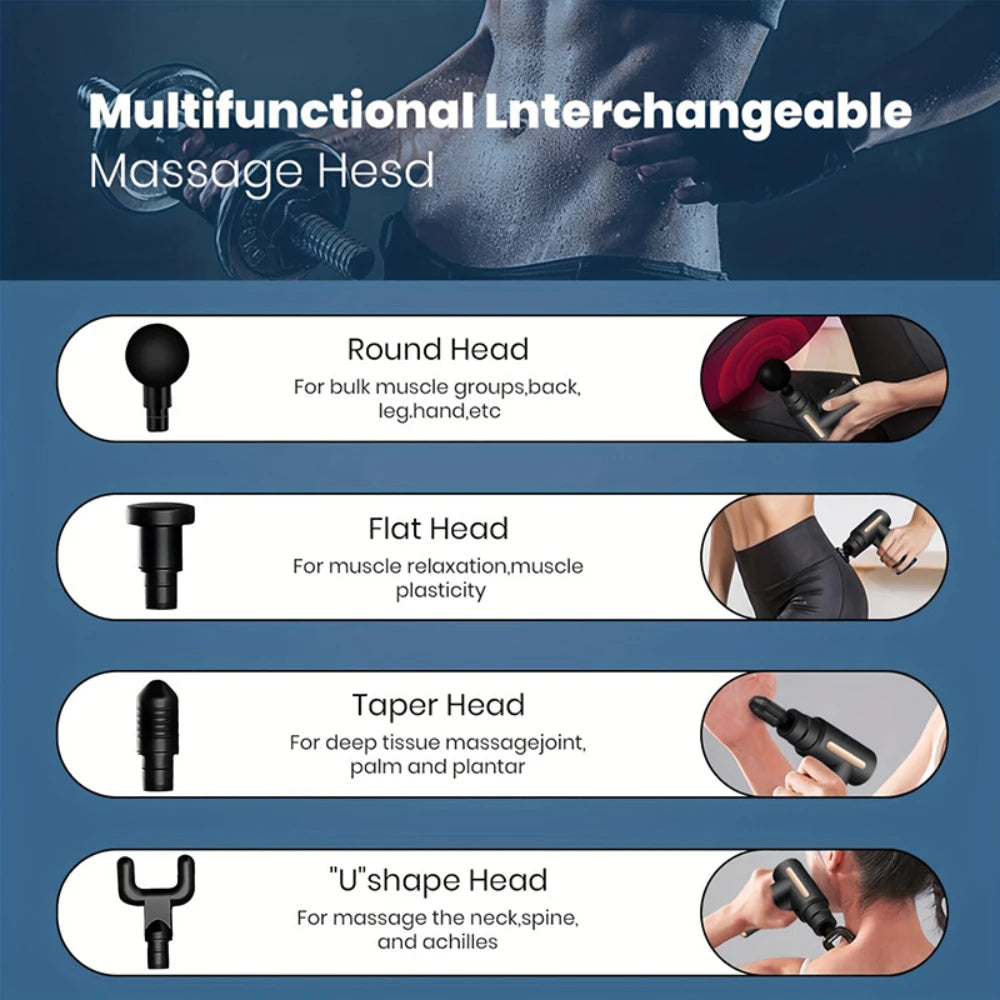 Fascia Gun Massager Instrument Portable Electric Vibrating Muscle Relaxation Tool for Sports Recovery Multifunctional