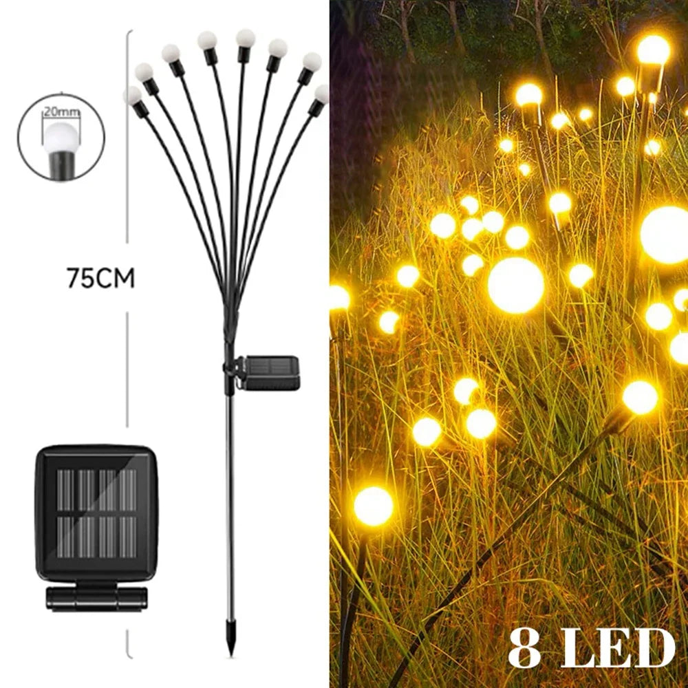 6/810 LED Solar Garden Lights Powered Firefly Lights Outdoor Waterproof Vibrant Garden Lights for Patio Pathway Decoration,Warm