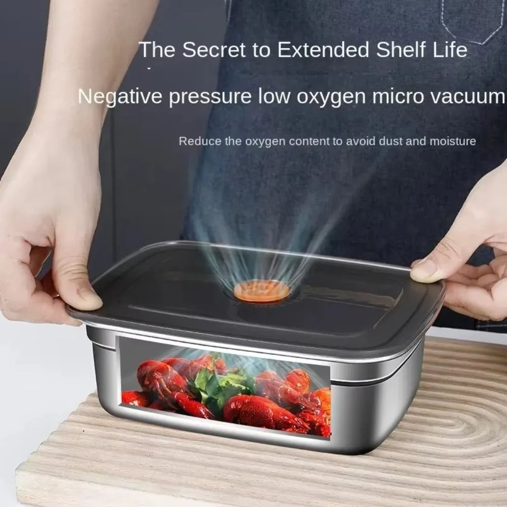 Stainless Steel Camping Lunch Box Sealed Microwave Suitable Bento Box Leak-proof Large Capacity Refrigerator Freezer Storage Box