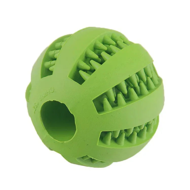 green Color Rubber Dog Treat Ball Toy – Nontoxic Chew & Teeth Cleaner