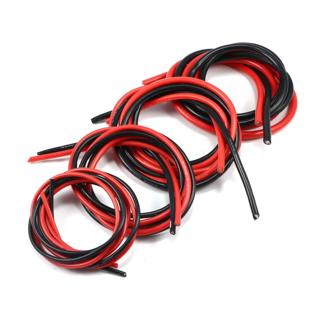 10m/lot Silicon Wire 8 10 12 14 16 18 20 22AWG Heatproof Soft Silicone Silica Gel Wire Cable (5m Red+5m Black) DIY Part