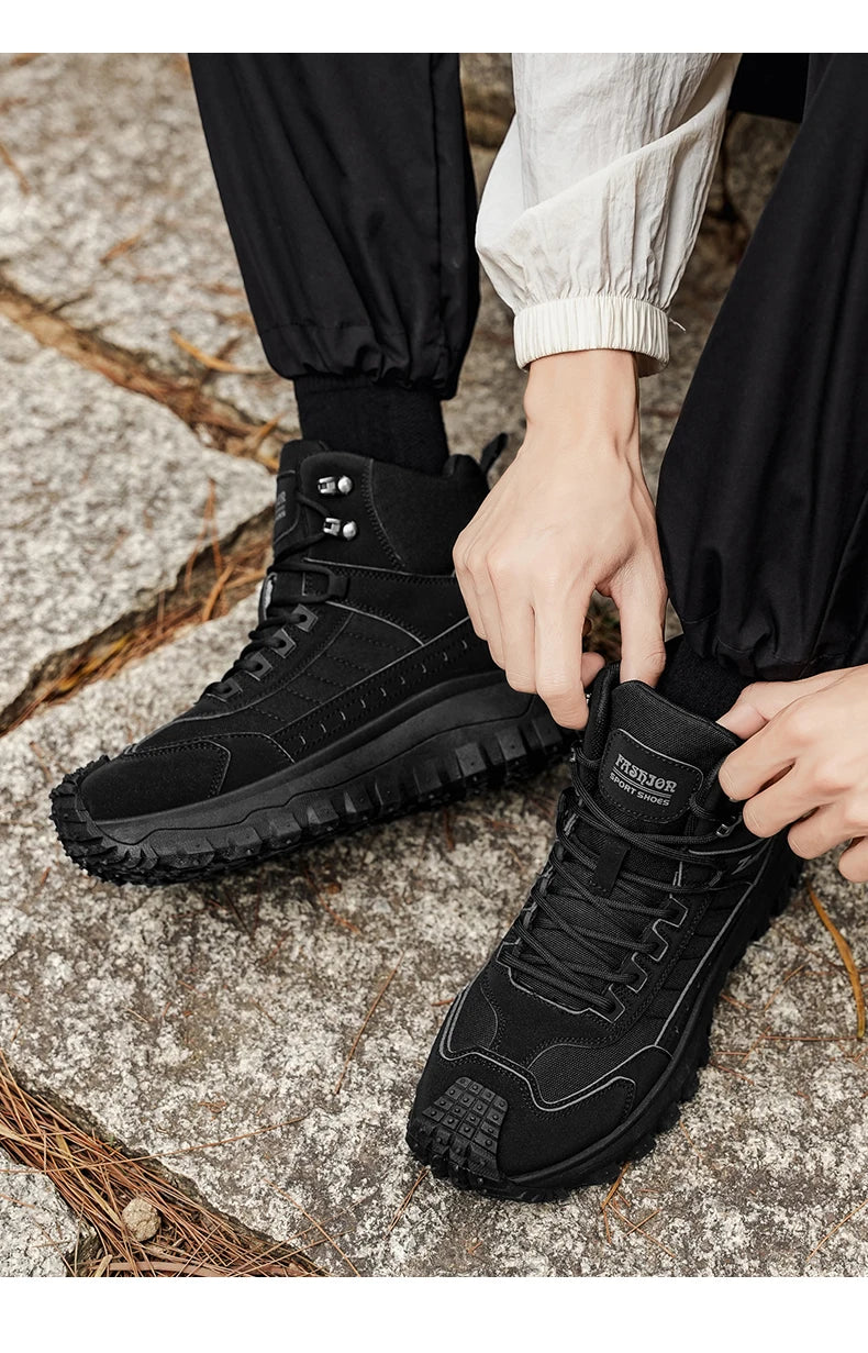 2026 New Outdoor Boots Men's High Top Thick Bottom Tactical Shoes Large Size 47 Hiking Sports Workwear Shoes 48 Casual Style