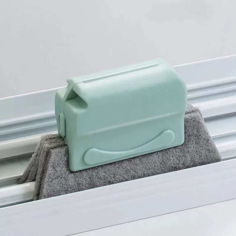 1 Pc Green Color Window Track Cleaning Brush With Fiber Scrubbing Pad