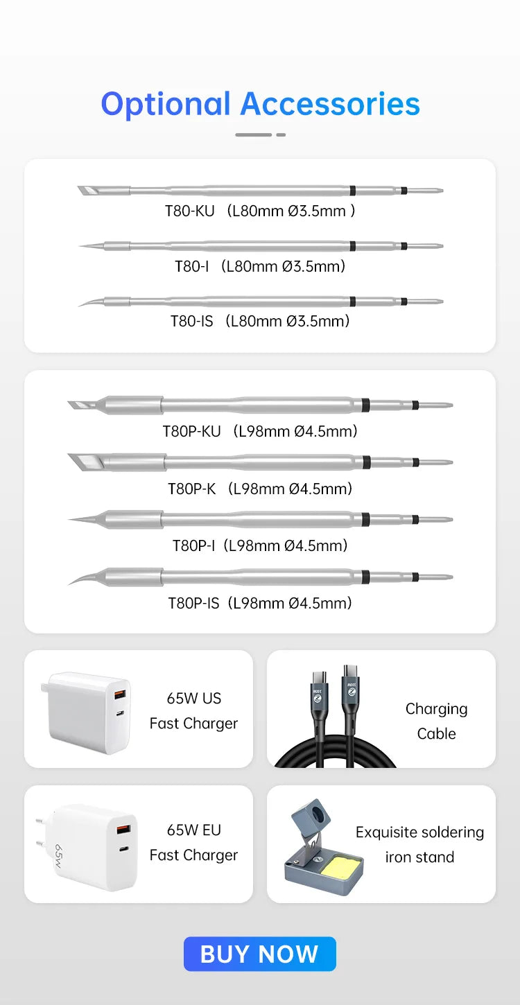 ALIENTEK T80/T80P Soldering Iron Adjustable Temperature 100W Fast Heat Portable Digital Smart Electric Welding Station Kit C245