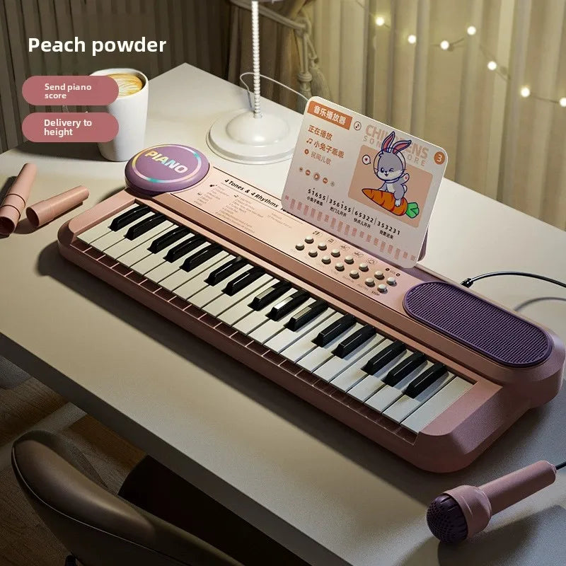 37-Key Kids Piano Keyboard Musical Toy with Microphone Music Score for Early Learning Interactive Play Best Gift Christmas Gift