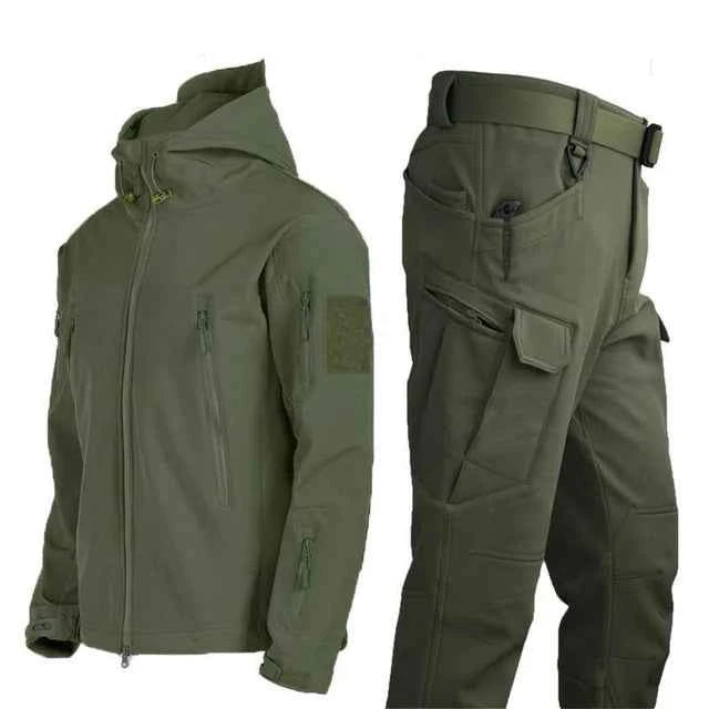 Winter Autumn Tactical Jackets Elastic Men Fleece Waterproof Suits Fishing Warm Hiking Camping Tracksuits Set Hood Coat S-5XL