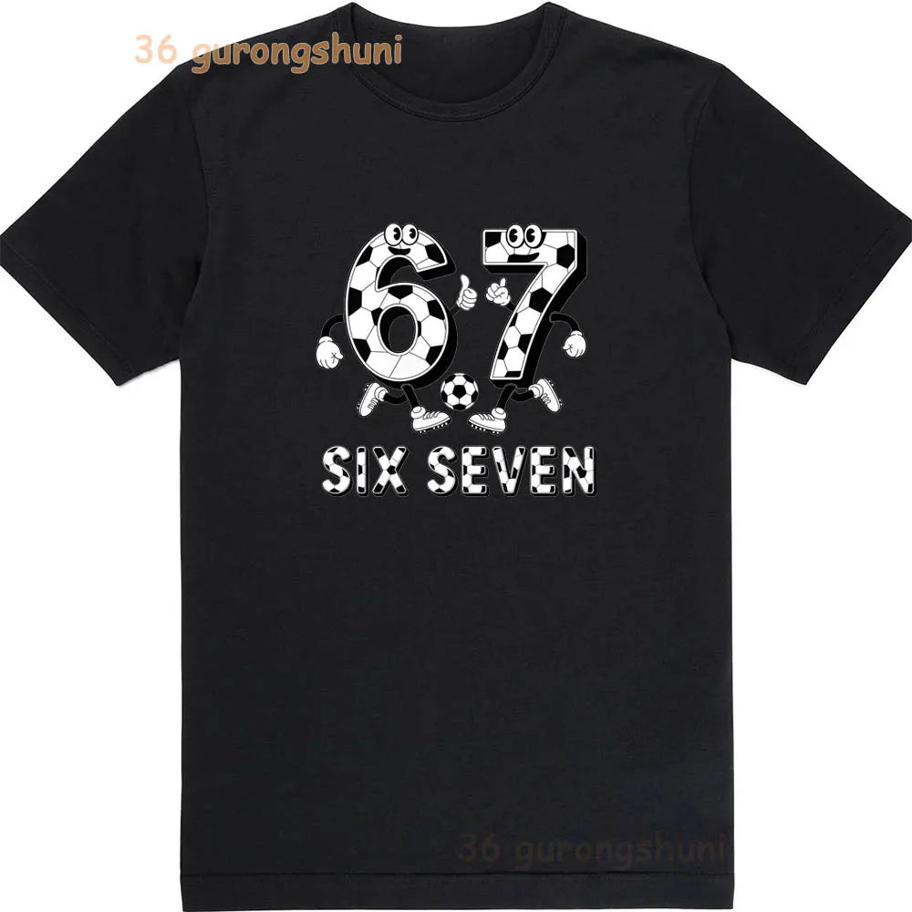 Children 67 print Clothes Kids black T Shirt For Boys Shirts baby T-shirts 6 7 summer Tops For Girl clothing boy Short Sleeve