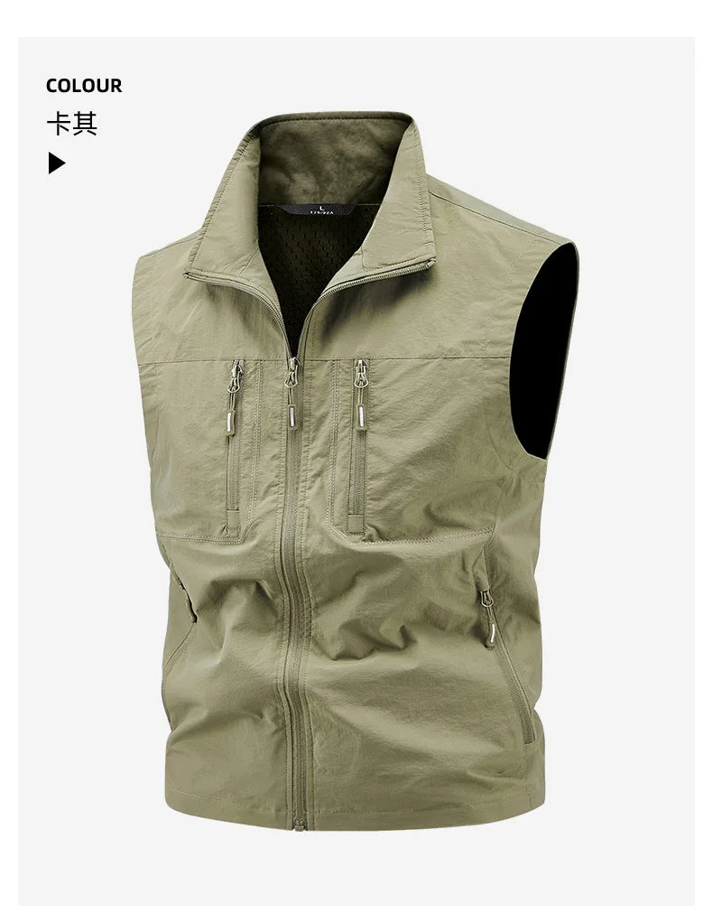 2026 New Waistcoat Men Middle-Aged Outdoor Fishing Summer Vest Casual Thin Tooling Waistcoat Large Size 5XL Vest