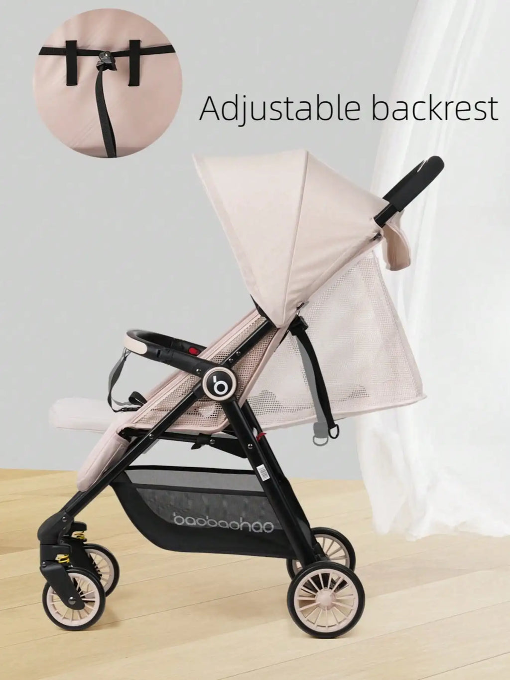 Baby stroller is lightweight, foldable, can sit or lie down, portable baby stroller with mesh design, cool and breathable
