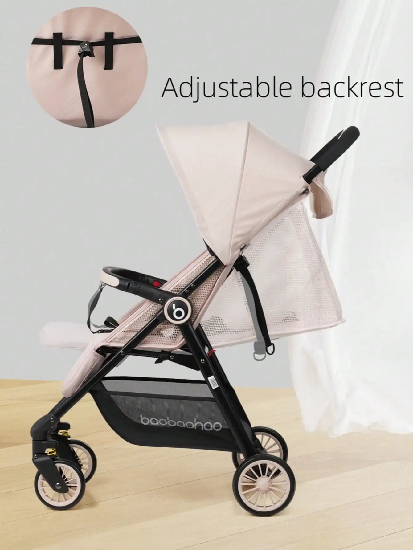 Baby stroller is lightweight, foldable, can sit or lie down, portable baby stroller with mesh design, cool and breathable