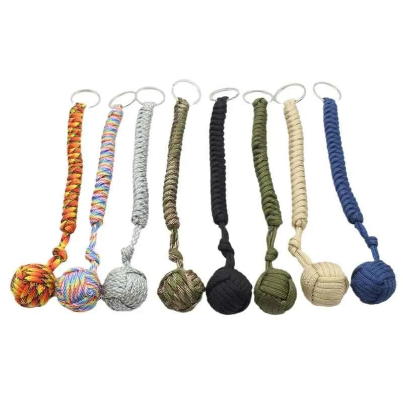 Emergency Escape Parachute Rope Woven Steel Ball Self-defense Ball Hand Woven Multifunctional Parachute Rope Woven Keychain