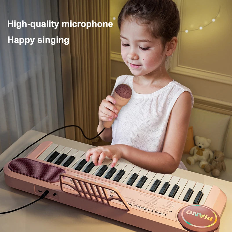 Kids Piano Keyboard 37 Keys Multifunctional Electronic Piano with Microphone Children's Early Education Educational Toys