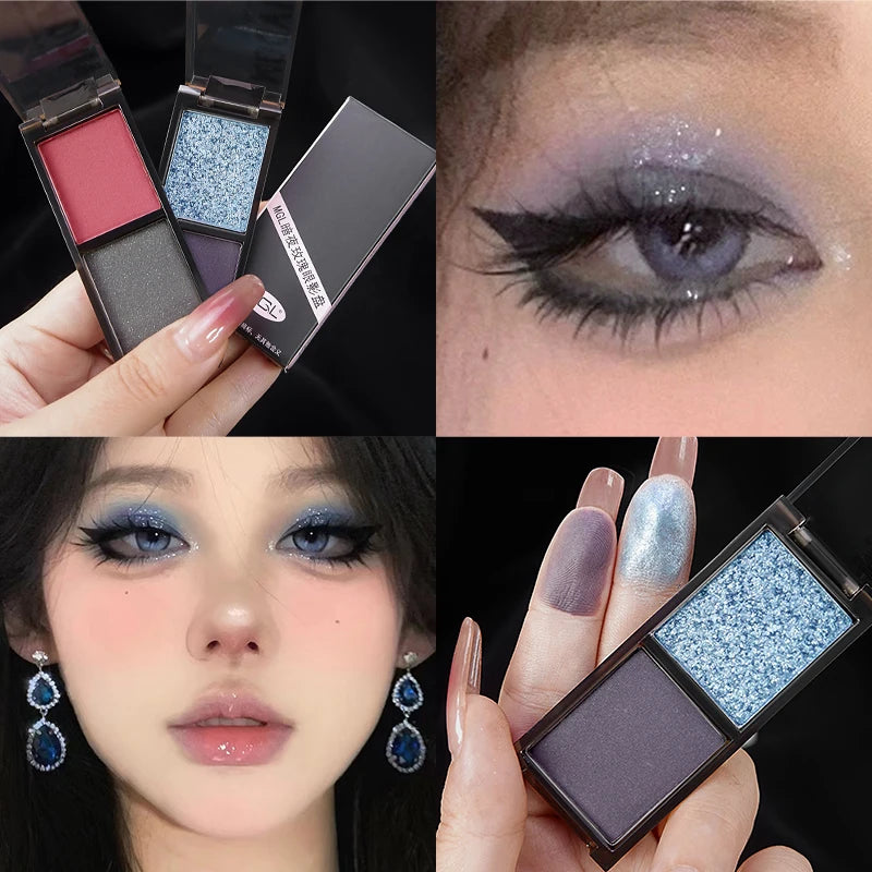 Two-color Black Red Eyeshadow Palette Multifunctional Makeup Palette Silky Matte Blood Red Eyeliner Silkworm Lower Shadow Makeup