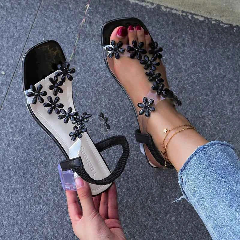 2024 Summer Rhinestone Butterfly Sandals, New Crystal and Fashion Transparent High Heels, Casual Street Women's Shoes