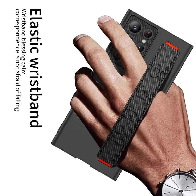 For Samsung Galaxy S23 S24 S25 S26 Ultra 5G Case GKK Luxury Ultra Thin Bracket Anti-drop Elastic Wristband  Kickstand Cover