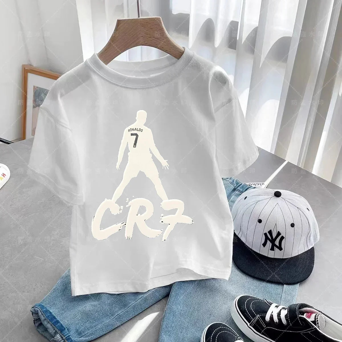 New Summer CR7 Print Cotton Boys Girls T-shirt Cristiano Ronaldo Clothing Fashion Outdoor Casual Fashion Sports Tees Top Tshirt