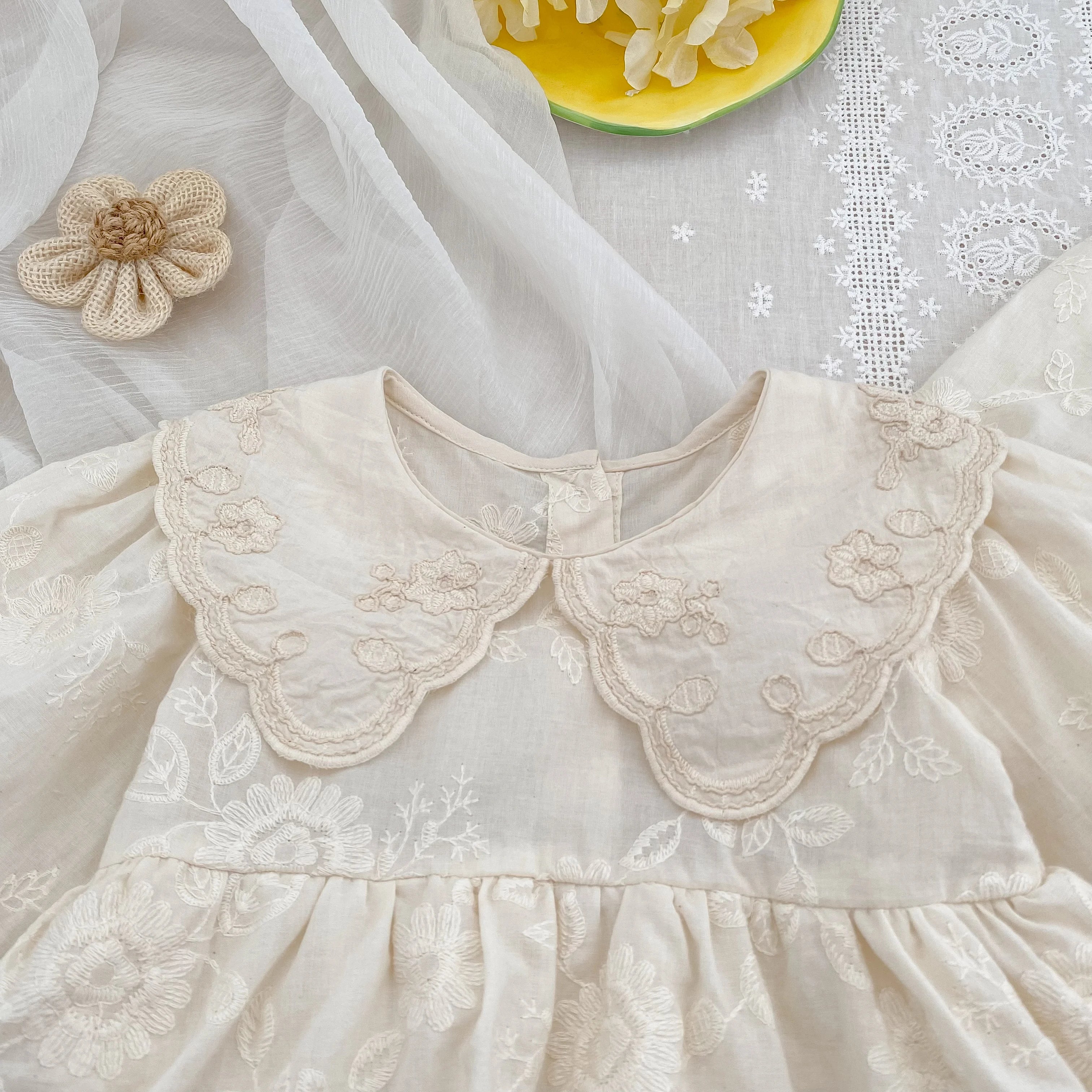 Autumn Baby Bodysuit Sisters Dress Flower Embroidery Dress Infant Girls Toddler Outfit  Baby Girls Rompers Family Sister Dress