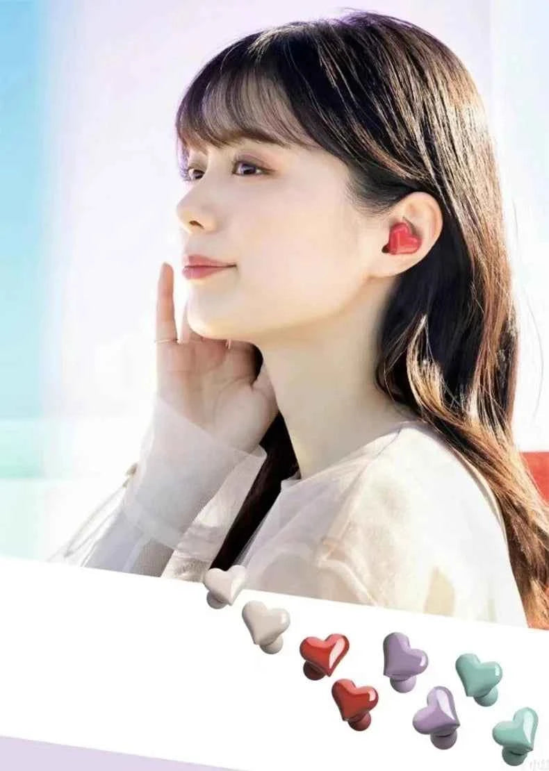 Heart Buds TWS Earbuds for Girls Pink Bluetooth 5.1 20H Playtime with Charging Case Lightweight Gift for Women Gaming Students