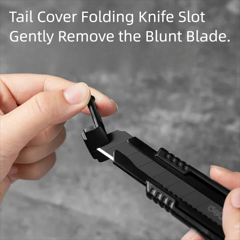 Deli Heavy Duty Utility Knife Sharp Black SK5 Carbon Steel Blades 9mm/18mm/Auto-Retractable Box Cutter for Cardboard Cartons