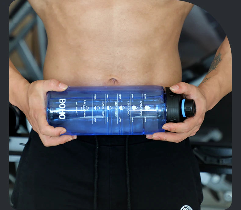 Fjbottle 2 Liter Water Bottle With Straw Large Portable Travel Bottles Sports Fitness Cup with Time Scale