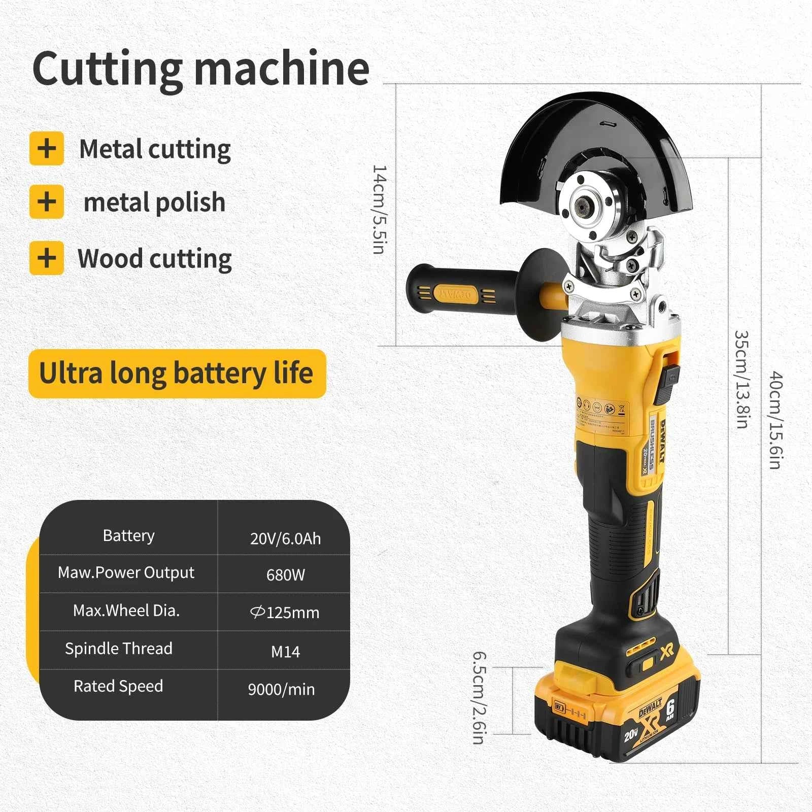 DEWALT DCG405FN 18V Max XR Brushless Cordless Angle Grinder - 125mm, 8500 RPM, Cutting & Polishing, Rechargeable Handheld Tool