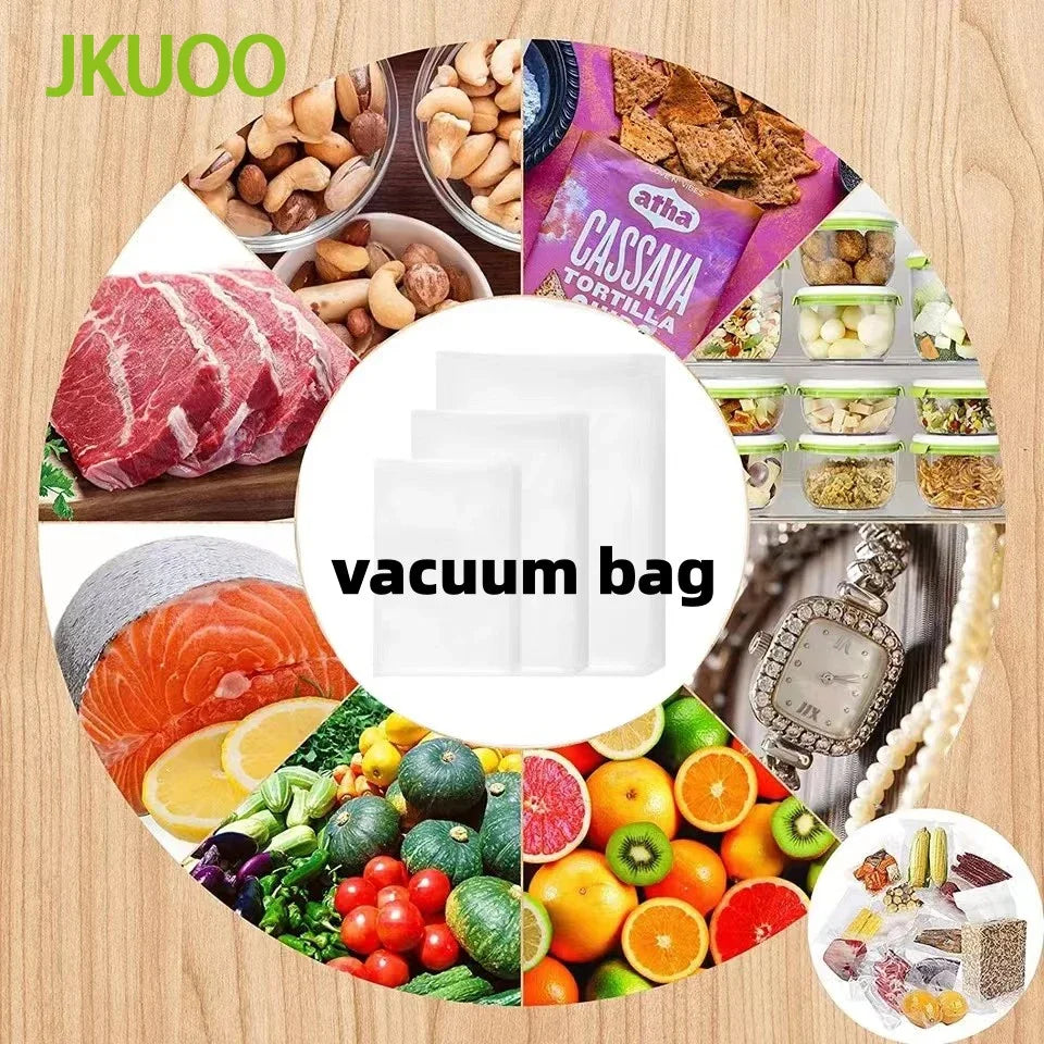 JKUOO Vacuum Sealer Bags Rolls for Food - Freezer Roll Bags - Food Saver Compatible with Vacuum Sealer Machines