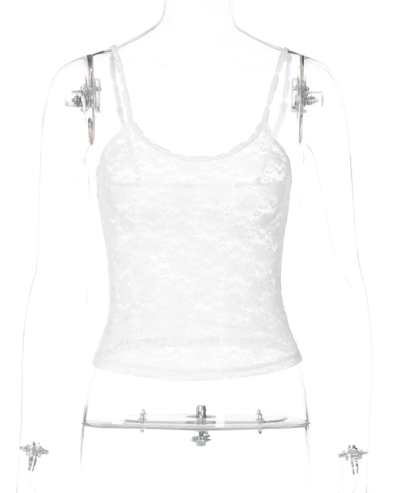 women top  sexy top white white lace bustier Perspective slim fitting camisole vest